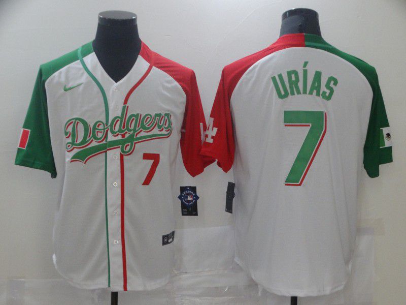 Men Los Angeles Dodgers #7 Urias White green Game Nike 2021 MLB Jerseys->los angeles dodgers->MLB Jersey